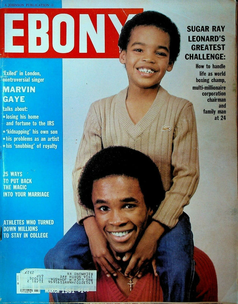 Ebony Magazine March 1981 Sugar Ray Leonard Marvin Gaye Curt Flood Ted Lange