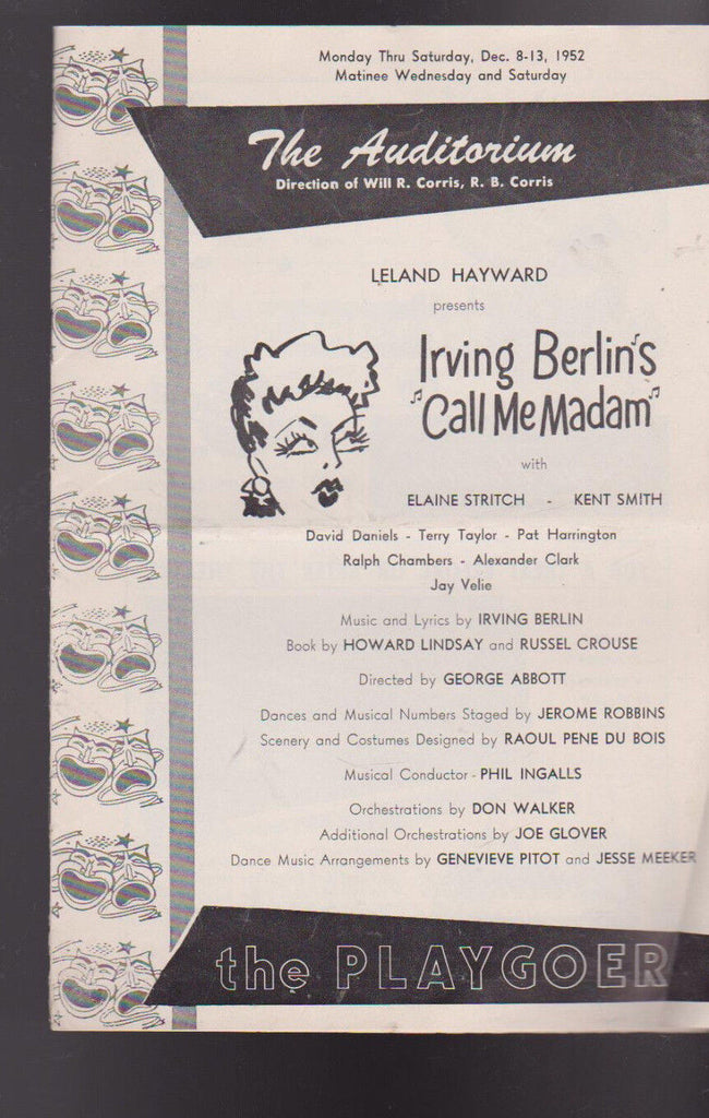 Irving Berlin's Call Me Madam Pat Harrington Kent Smith 1952 Playgoer