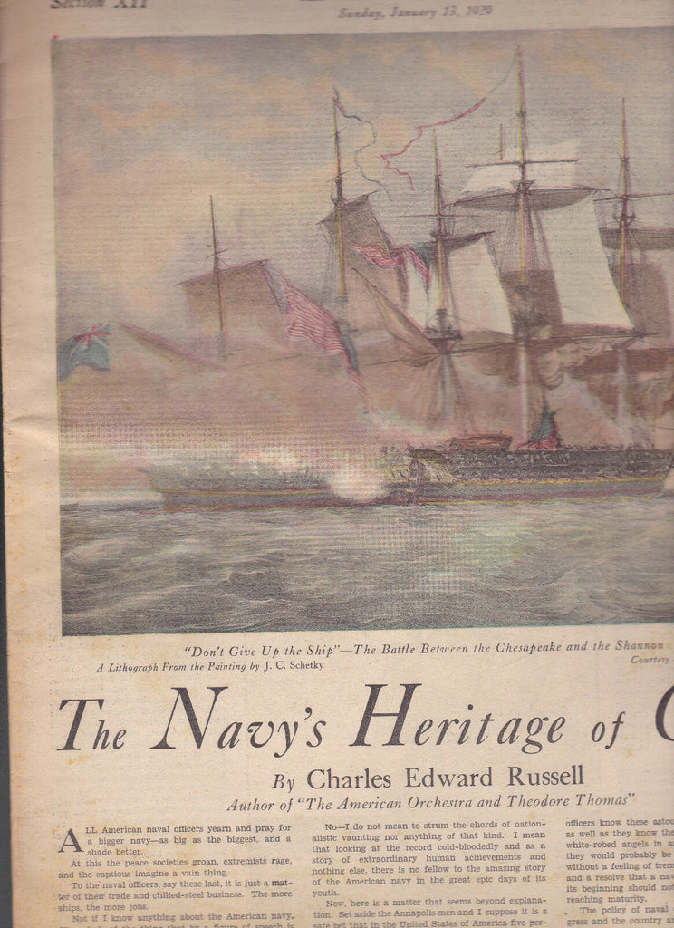 New York Herald Tribune Magazine US Navy's Heritage of Glory January 13 1929
