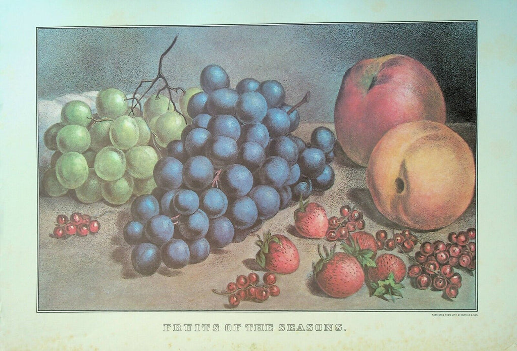Currier & Ives Calendar Topper 1978 Fruits of the Season Grape Strawberries