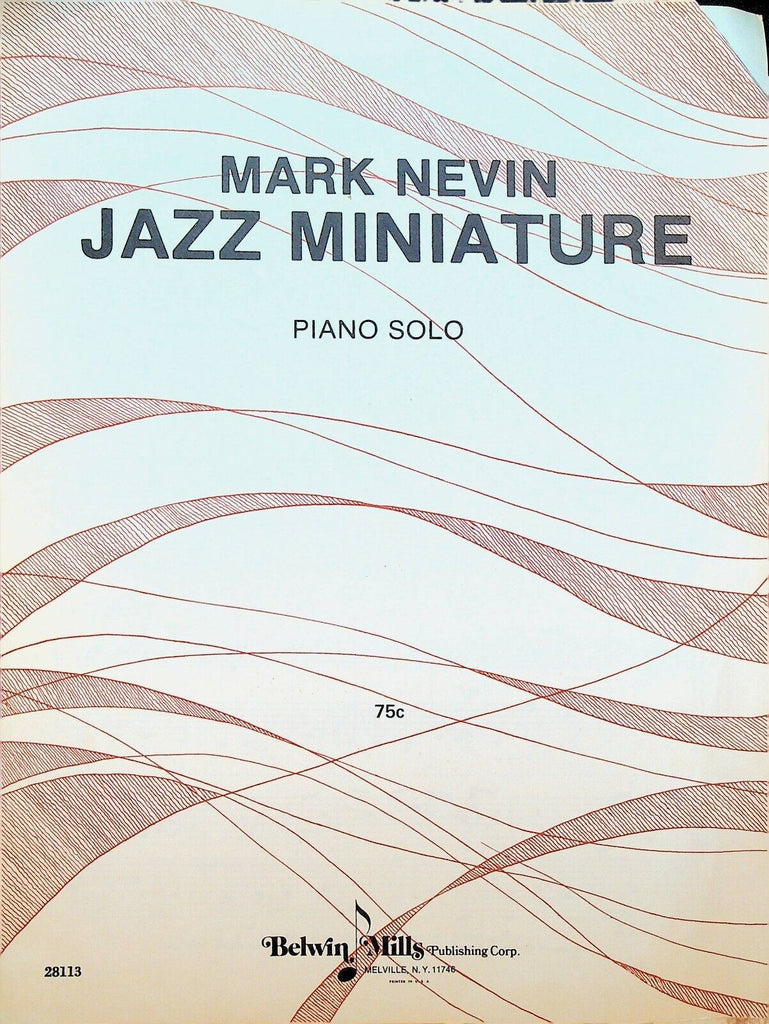 Mark Nevin Jazz Miniature Piano Solo Sheet Music 1961