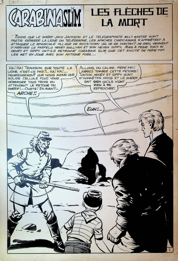 Onofrio Bramante Carabina Slim #8 Story Page 1 Original Art 1967