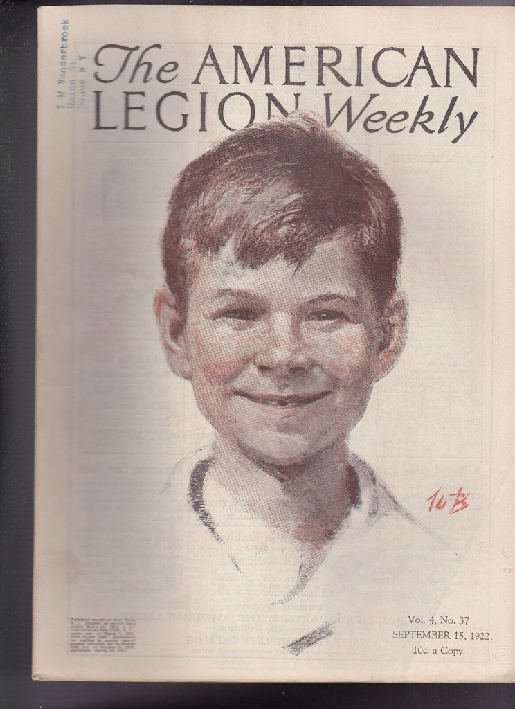 American Legion Magazine Smiling Boy  Cover September 15 1922