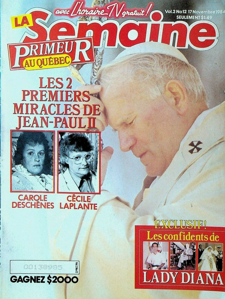 La Semaine November 17 1984 Princess Diana Pope John Paul II Bob Langevin