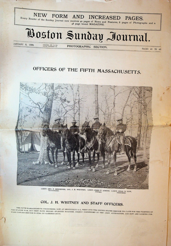 Boston Sunday Journal January 8 1899 Harry Cornish Spanish American War