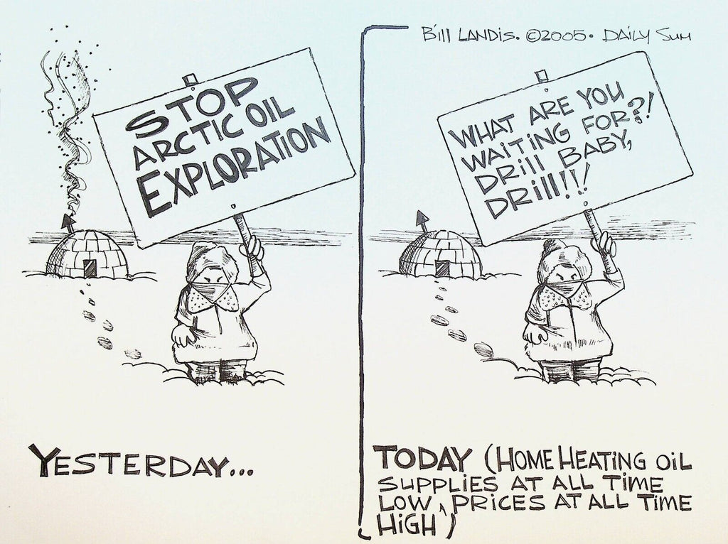 Bill Landis Original Cartoon Art The Villages Daily Sun 2005 Arctic Oil