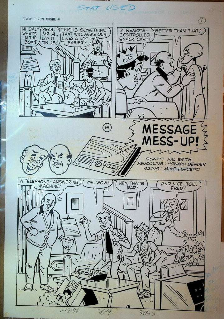 Everything's Archie 152 Original Art Page 1 Howard Bender Mike Esposito