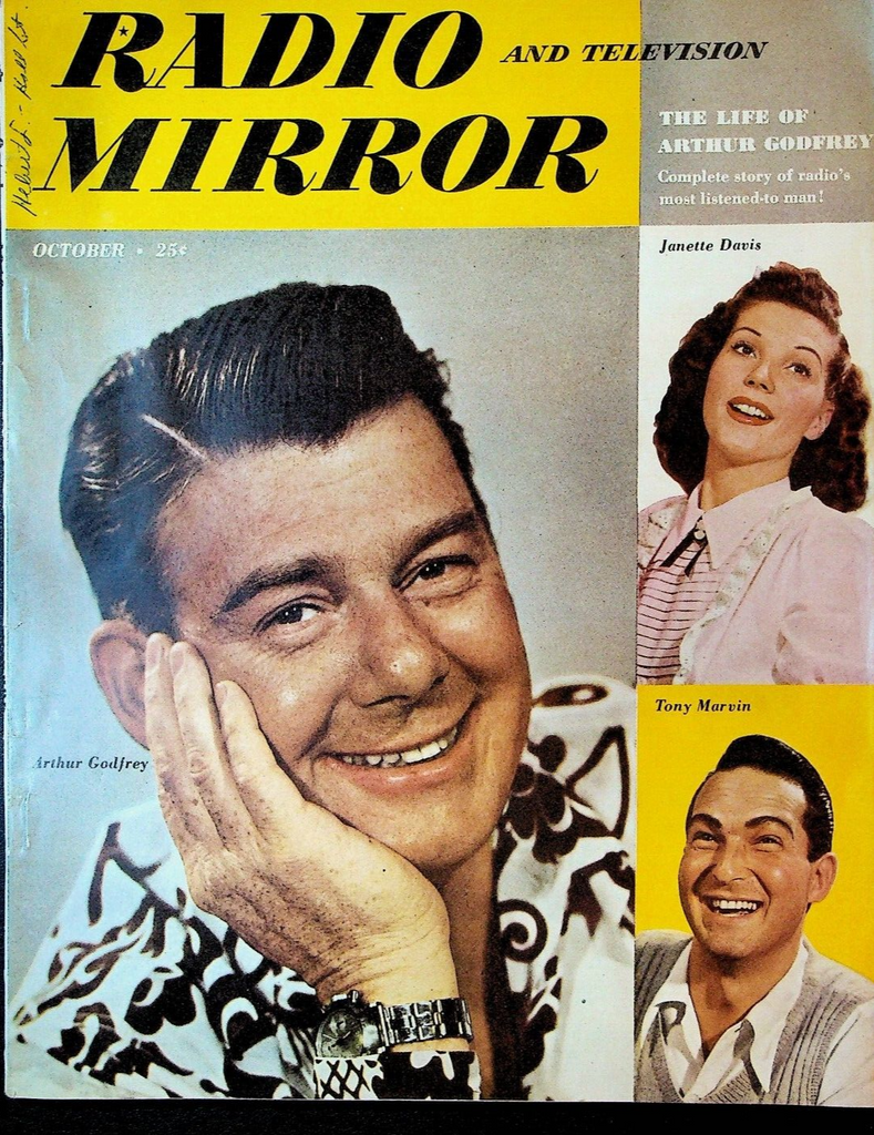 Radio & Television Mirror October 1948 Arthur Godfrey Janette Davis Tony Marvin