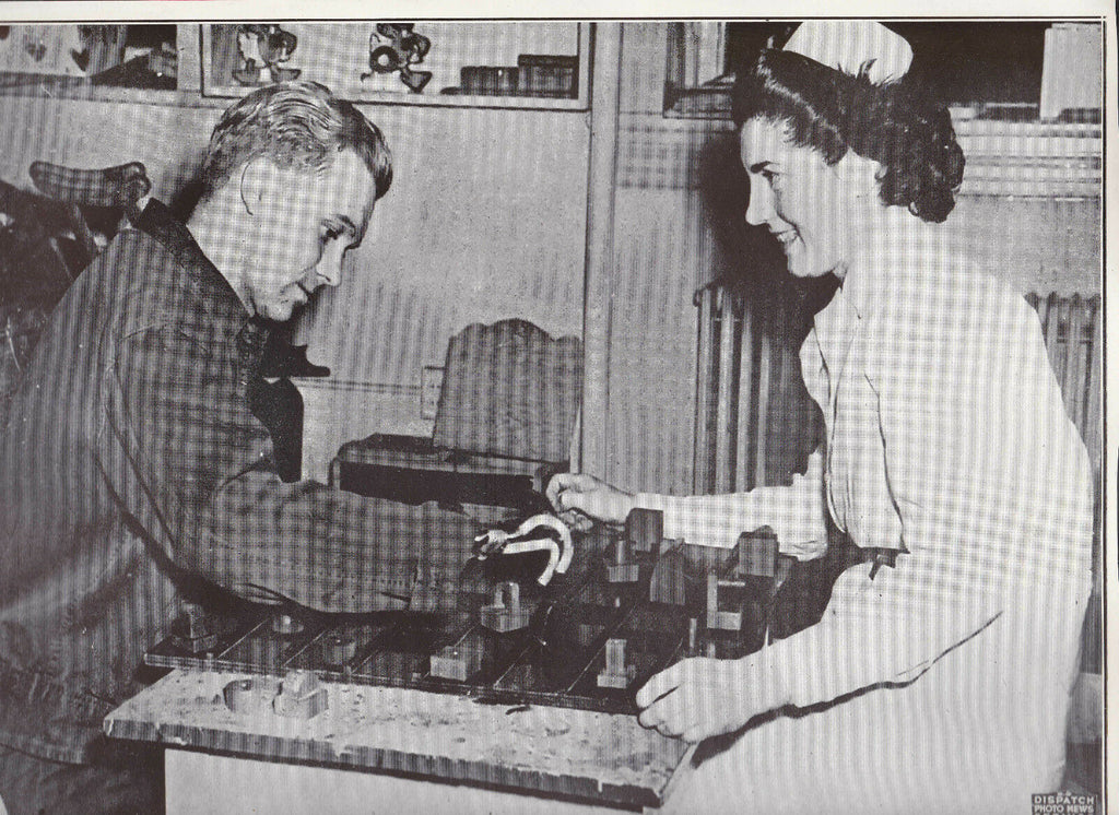 Solider Learning to Use Artificial Fingers  WWII Dispatch Photo News Service