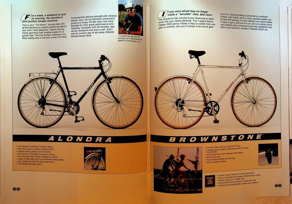 giant alondra bicycle Giant Bicycles Catalog 1992 Mountain Cross AFS Racing Road – Papergoy