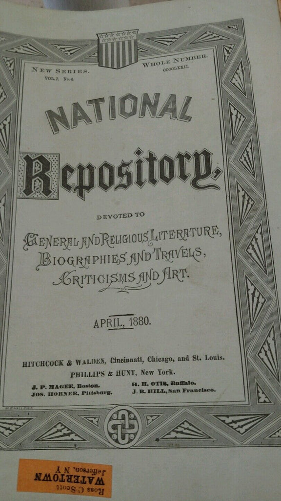 National Repository Magazine April 1880 West Point Military Academy