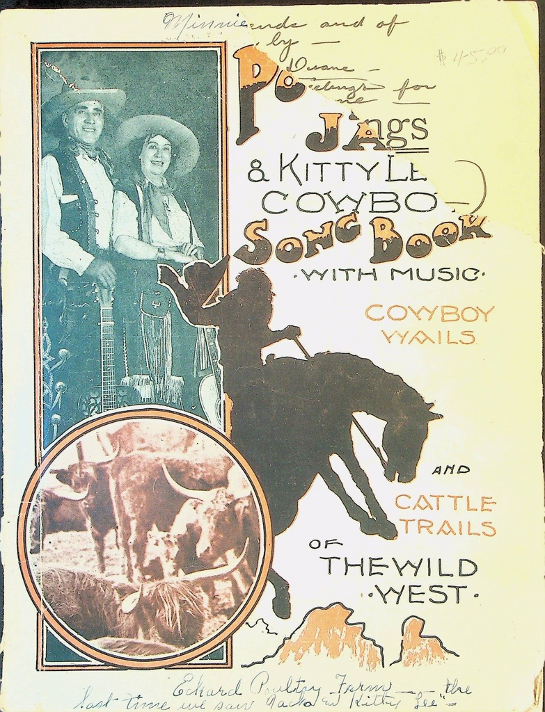 Cowboy Songs Powder River Jack H Lee 1934 Song Book Signed Kitty Lee