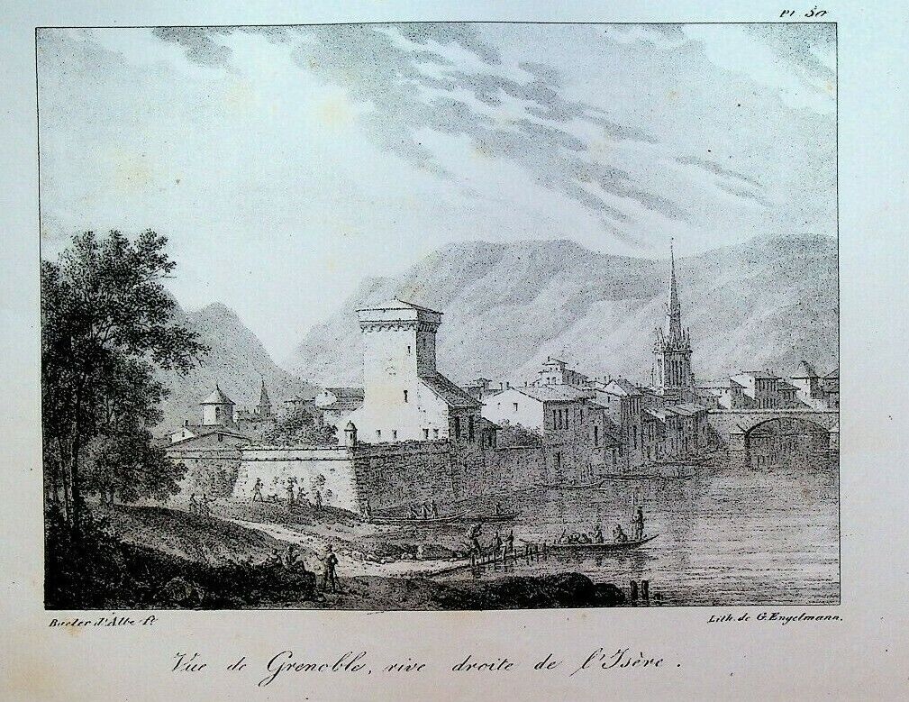 Godefroy Engelmann Lithograph 1820s View of Grenoble #30