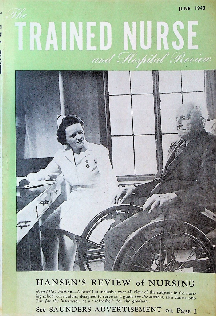 Trained Nurse & Hospital Review Magazine June 1943 WWII Leukemia