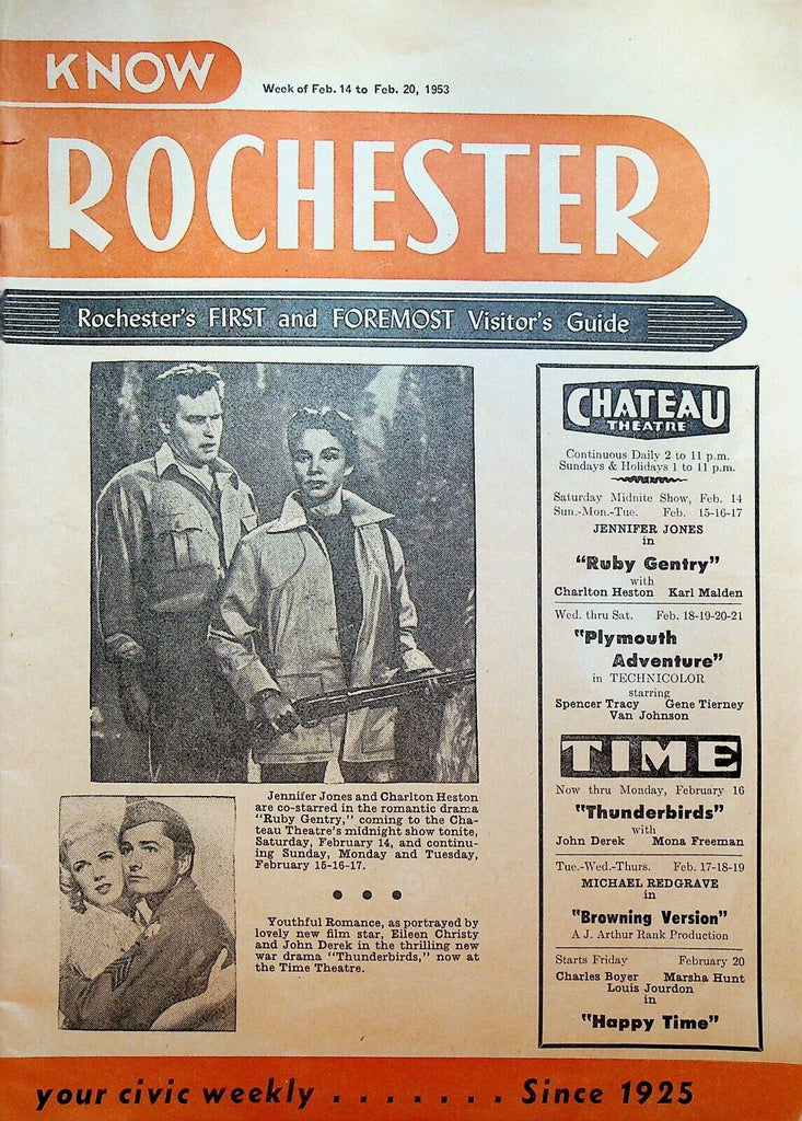 Know Rochester Minnesota Visitor's Guide February 14 1953 Charlton Heston