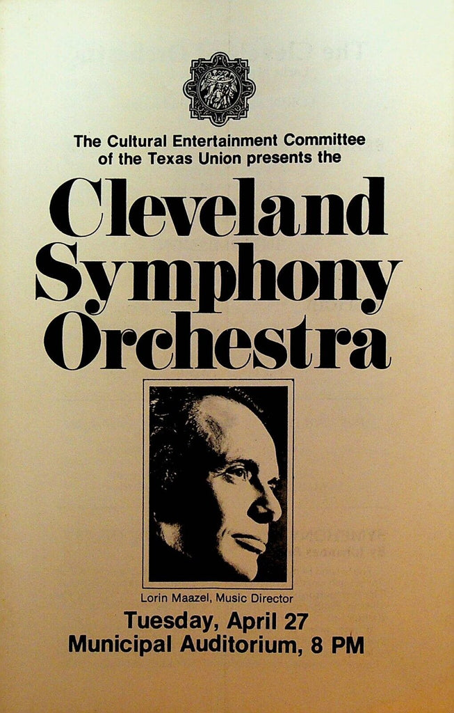 Cleveland Symphony Orchestra Program April 27 1976 Lorin Maazel