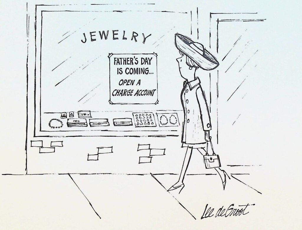 Lee DeGroot Original Art Gag Jewelry Shop Father's Day Charge Account