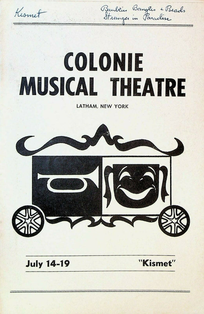 Kismet Program July 14 1959 Colonie Musical Theatre Latham NY