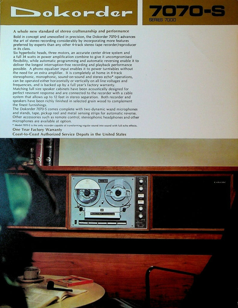Dokorder 7070-S 4-Track Stereo Tape Recorder Ad Sheet 1970s