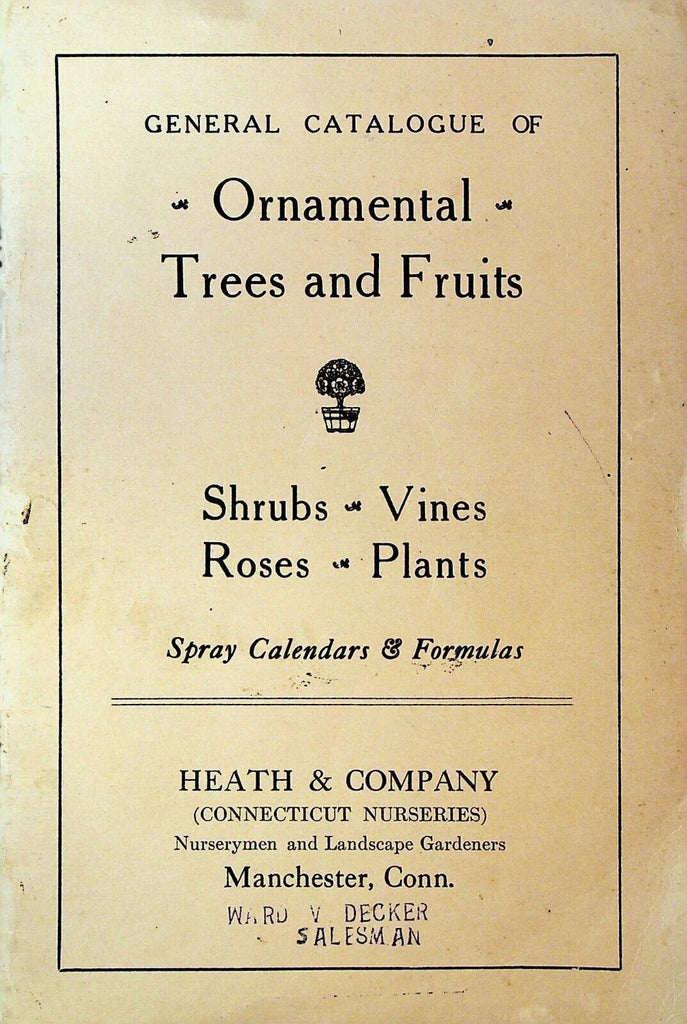 Ornamental Trees & Fruits General Catalog Heath & Co Manchester Ct 1920s