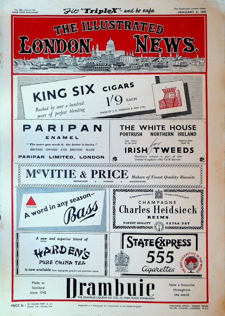 Illustrated London News January 5 1952 Eldon St Fire Davis Cup Tennis Queen Mary