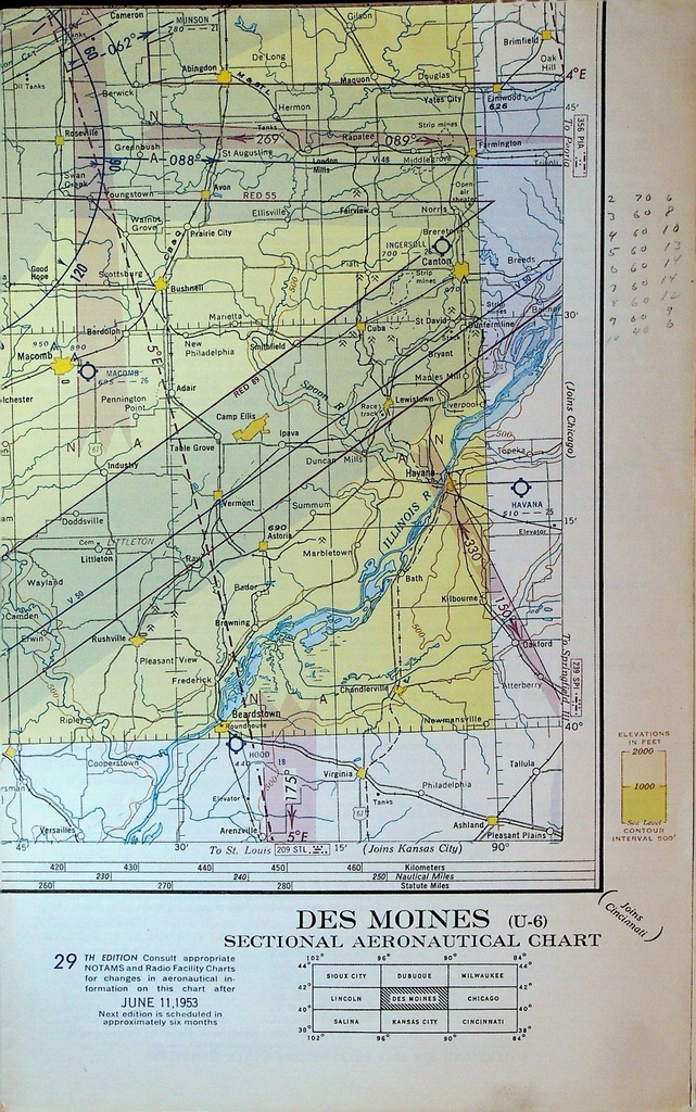 Great Smokey Mountains World Aeronautical Chart 409 1954 19th Edition