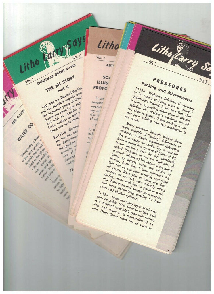 Litho Larry Says McCutcheon Bros & Quality Printing Tips Pamphlet Lot of 22