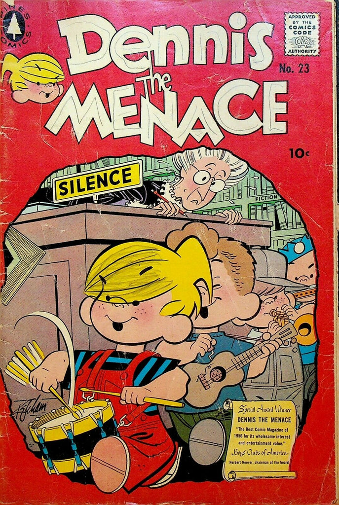 Dennis the Menace 23 1957  Pines Comics Drum in Library