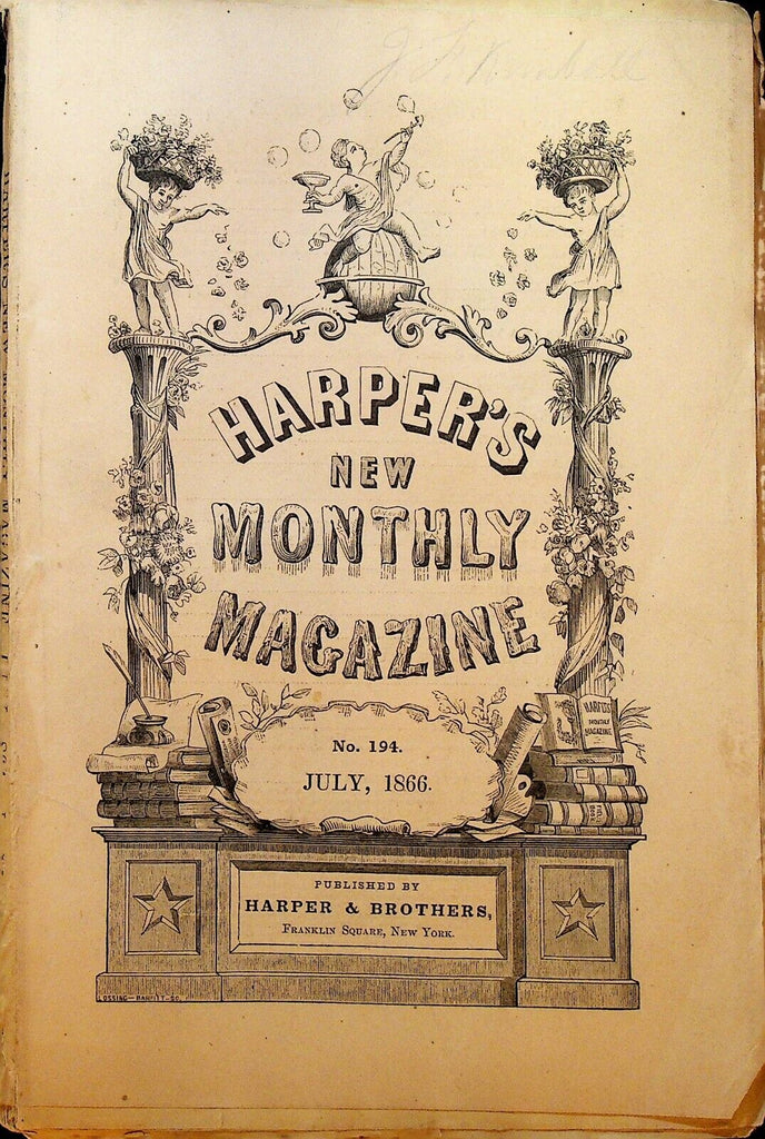 Harper's New Monthly Magazine July 1866 Civil War Wilkie Collins Francis Asbury