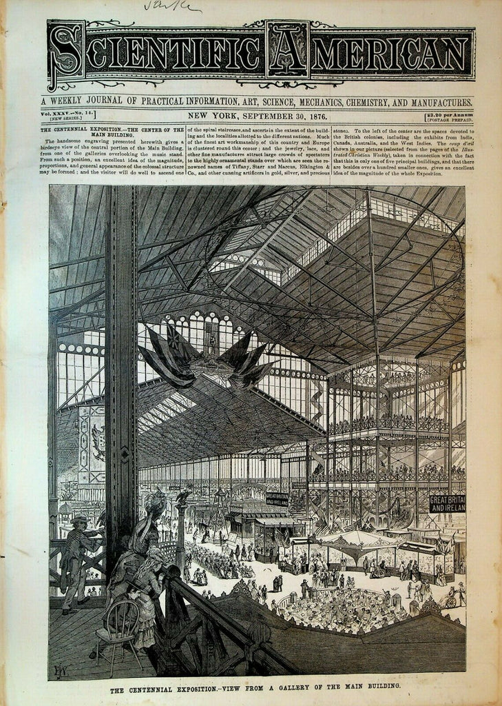 Scientific American September 30 1876 Phrenology Centennial Exposition