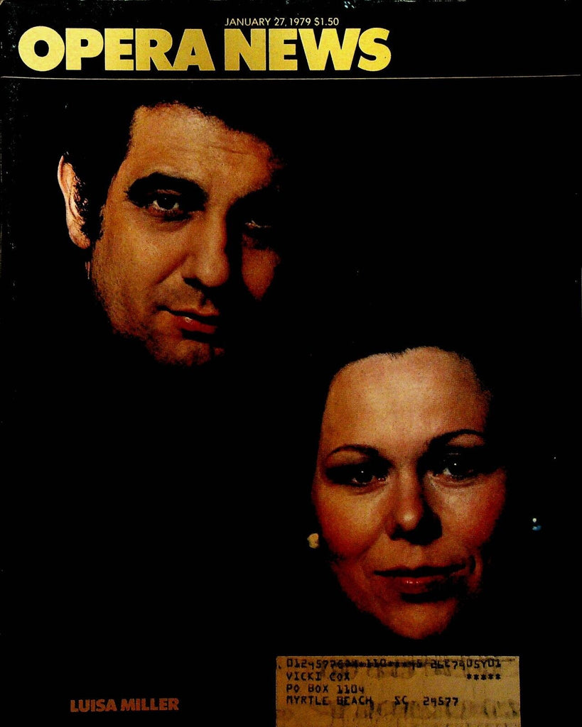 Opera News Magazine January 27 1979 Placido Domingo Renata Scotto