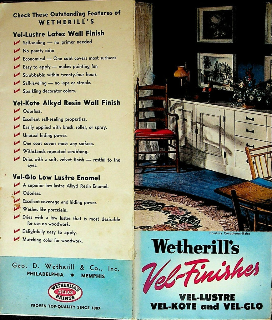 Wetherill's Vel-Finishes Brochure Paint Chips Vel-Lustre Vel-Kote Vel-Glo