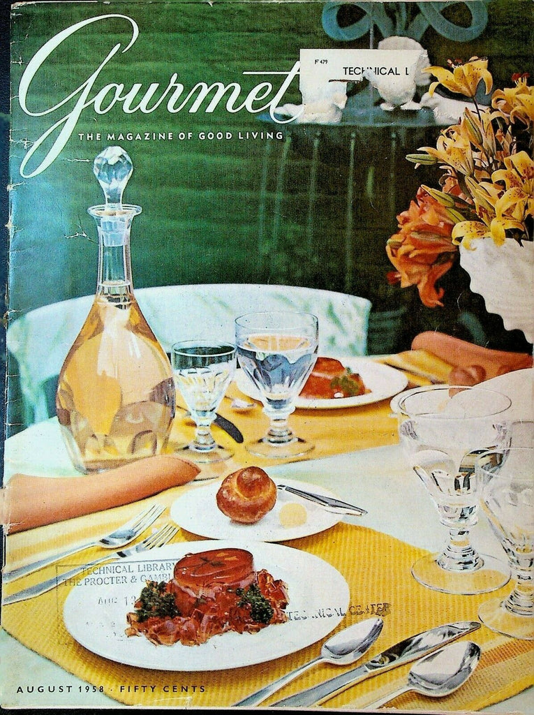 Gourmet Magazine August 1958 Pastry Banana Cold Egg Cookery