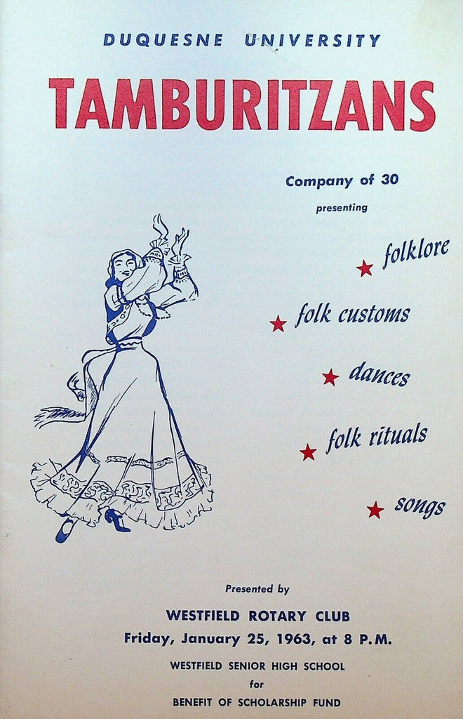 Tamburitzans Duquesne University Program 1963 Westfield Rotary Club