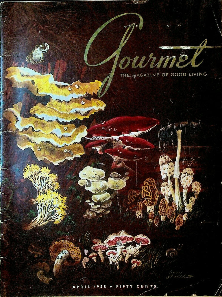 Gourmet Magazine April 1958 Chafing Dish New Wine of Grinzing Mushrooms