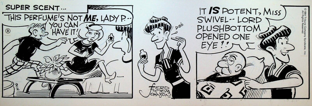 Moon Mullins Original Art Ferd & Tom Johnson February 2 1984 Perfume