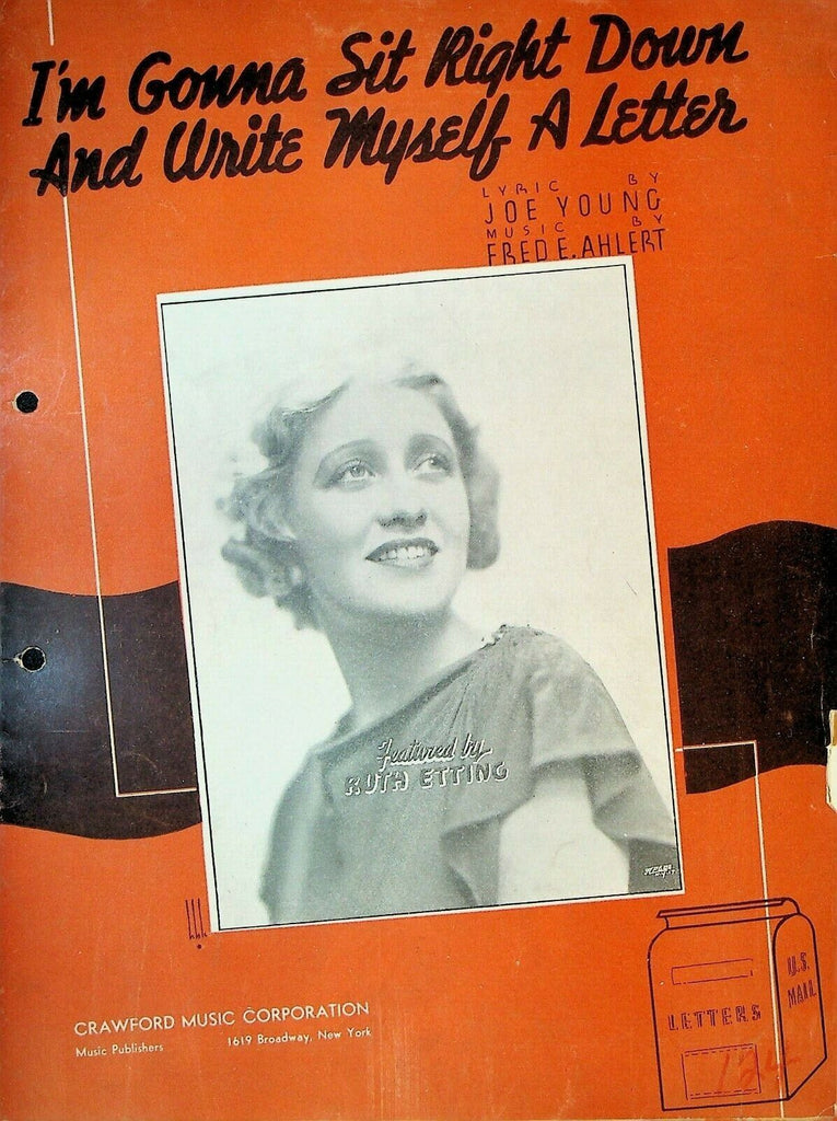 I'm Gonna Sit Right Down & Write Myself a Letter Sheet Music Ruth Etting 1935