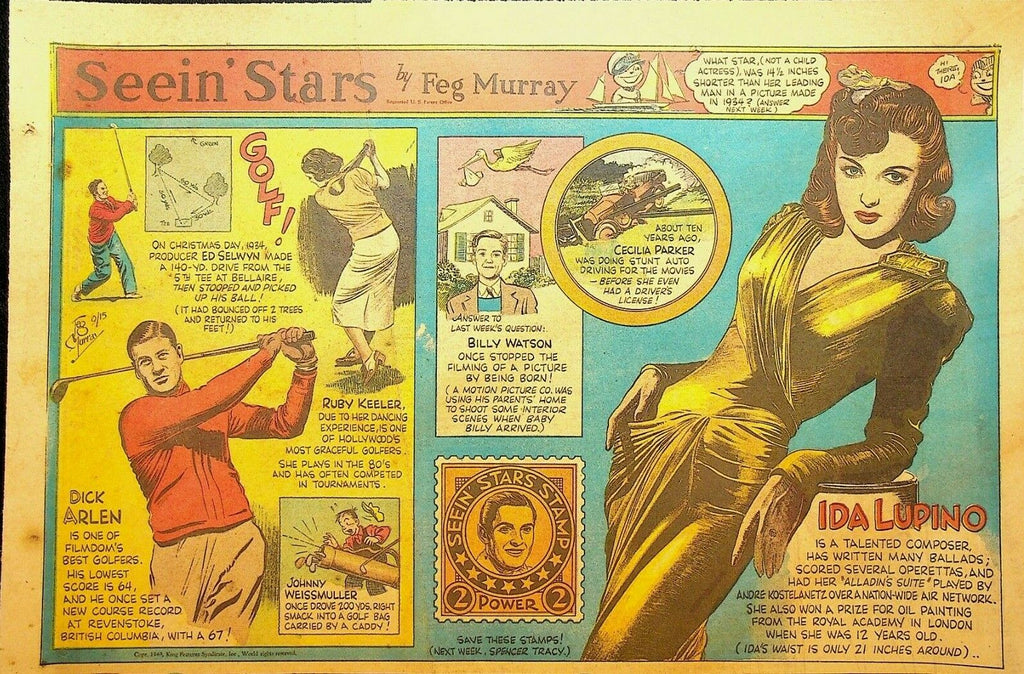 Seein Stars Comic Strip September 15 1940 Ida Lupino Cecilia Parker Dick Arlen
