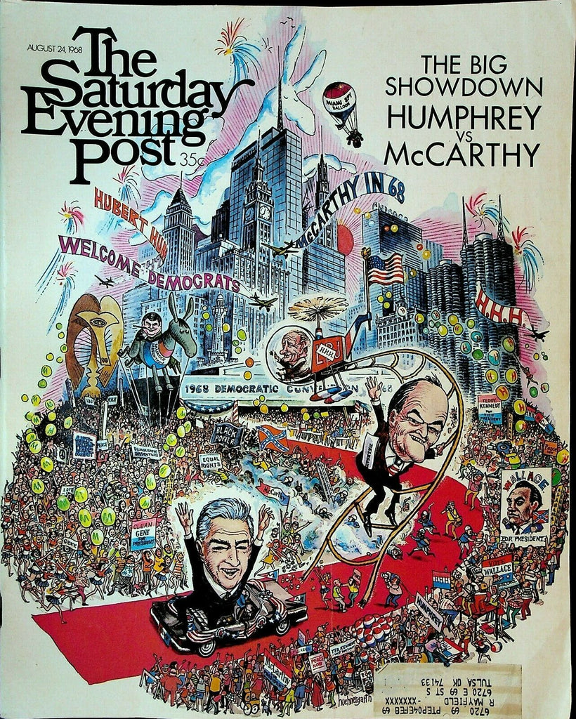 Saturday Evening Post August 24 1968 Humphrey v McCarthy Ralph Williams Cars