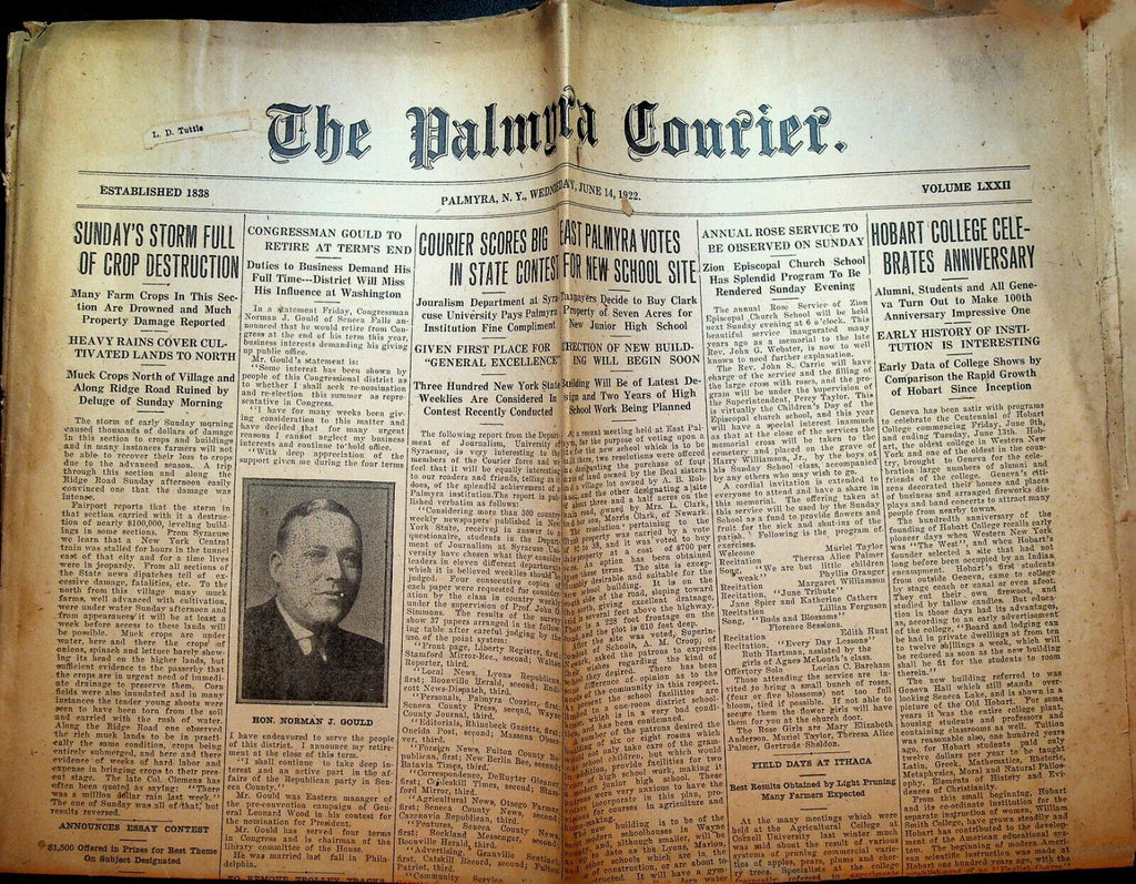 Palmyra NY Courier June 14 1922 Hobart College Dorothy Dalton Sinn Fein Ireland