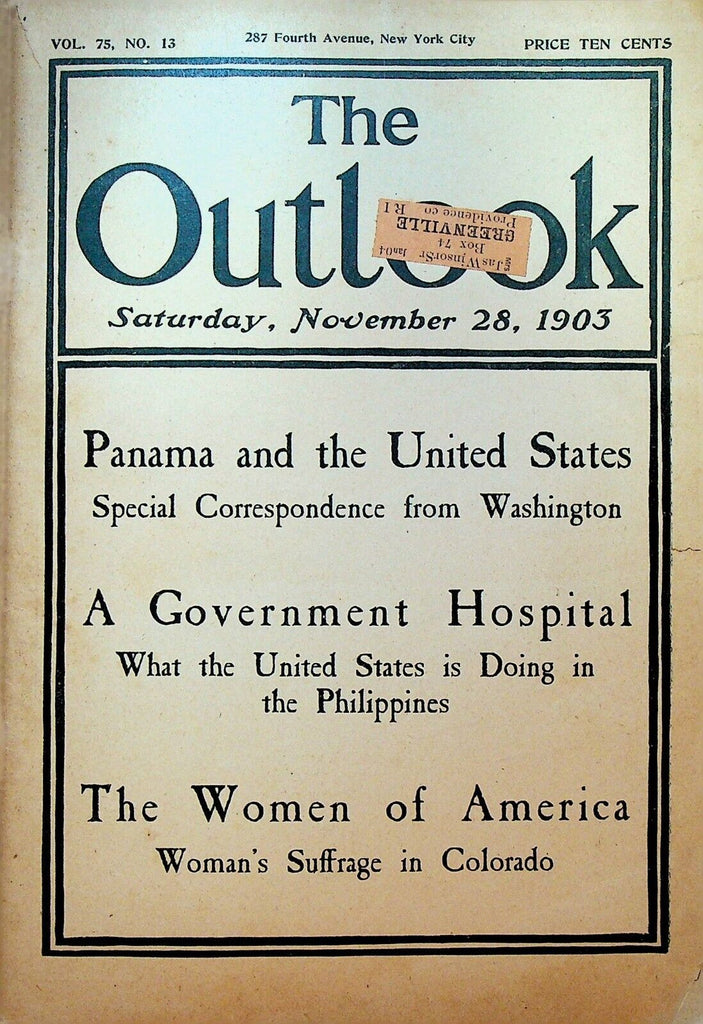 The Outlook Magazine November 28 1903 Woman's Suffrage Panama Philippines