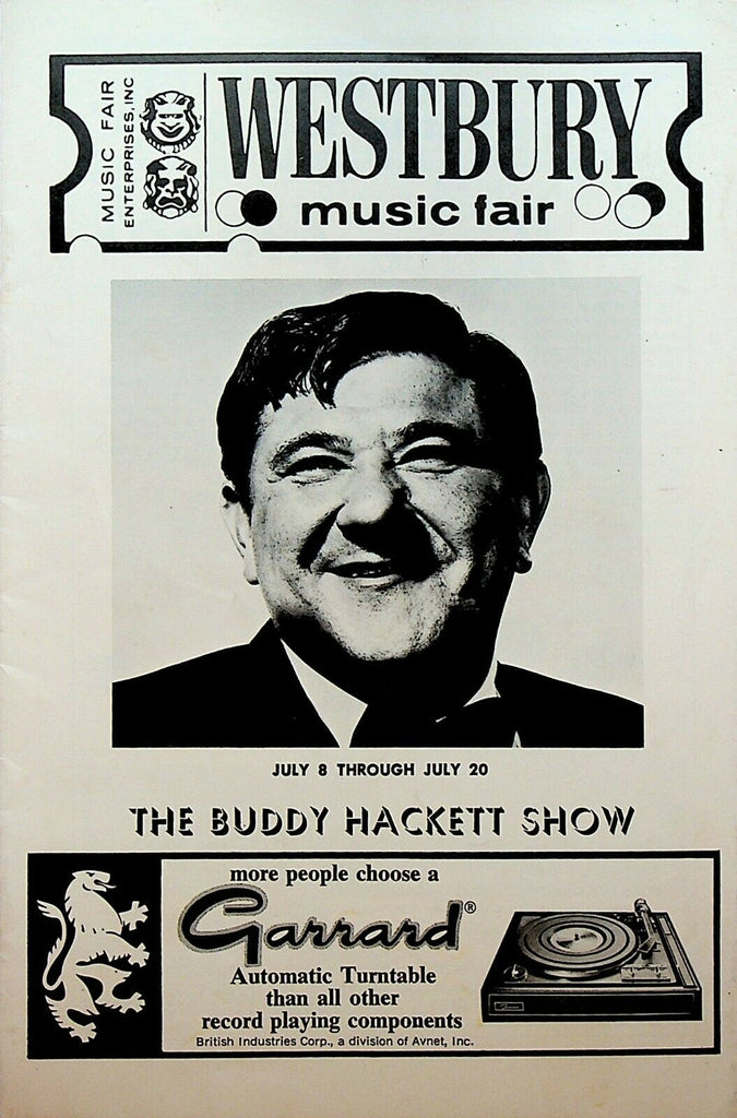 Buddy Hackett Show Westbury Music Fair Program 1970 Sergio Franchi Inga & Rolf