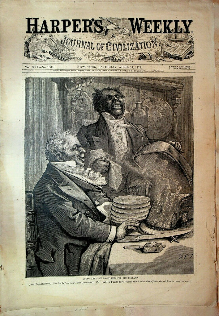 Harper's Weekly April 21 1877 Thomas Nast Polar Bears Alaska Military Withdrawal