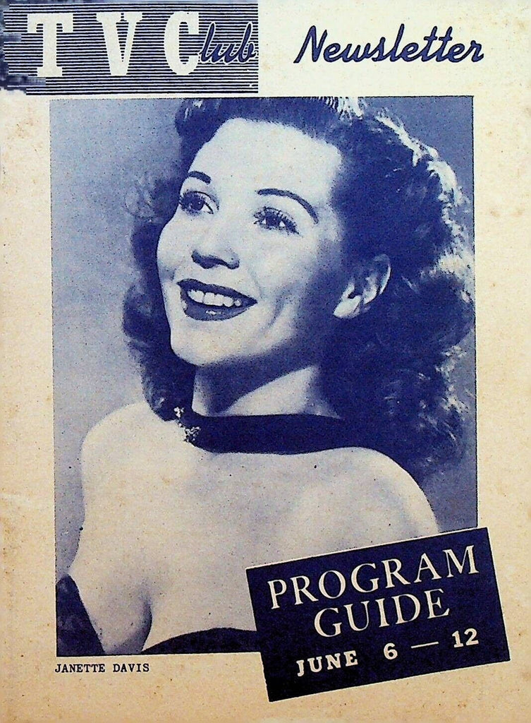 TV Club Newsletter Janette Davis Rochester NY June 6 1953 Marian Anderson