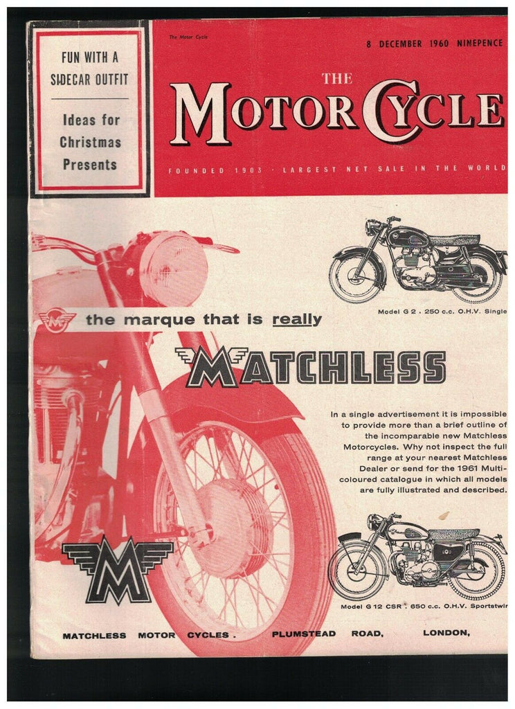 The Motor Cycle Magazine December 8 1960 Motorcycle Sidecar Outfits