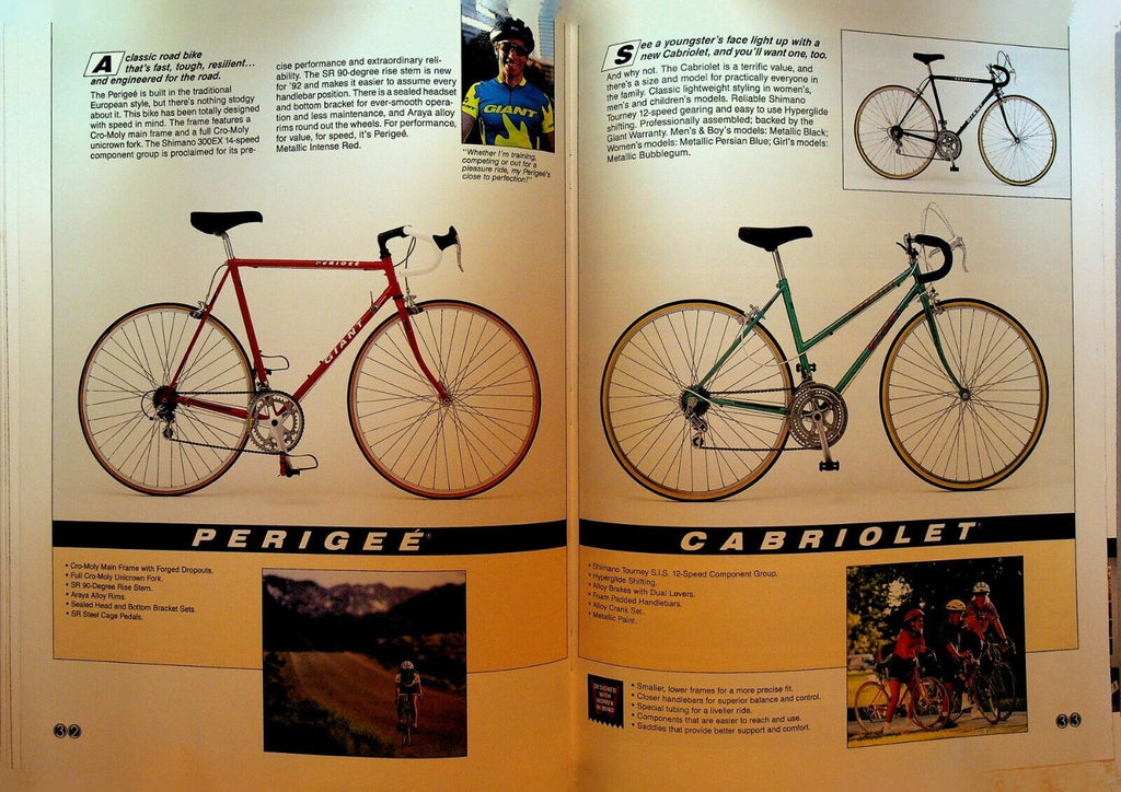 giant cabriolet bicycle Giant Bicycles Catalog 1992 Mountain Cross AFS Racing Road – Papergoy