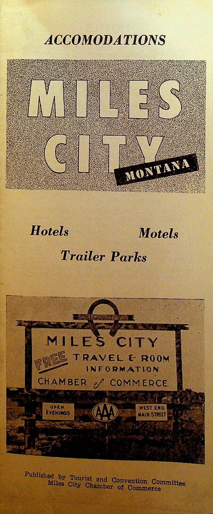 Miles City Montana Brochure Hotels Motels Trailer Parks 1950s