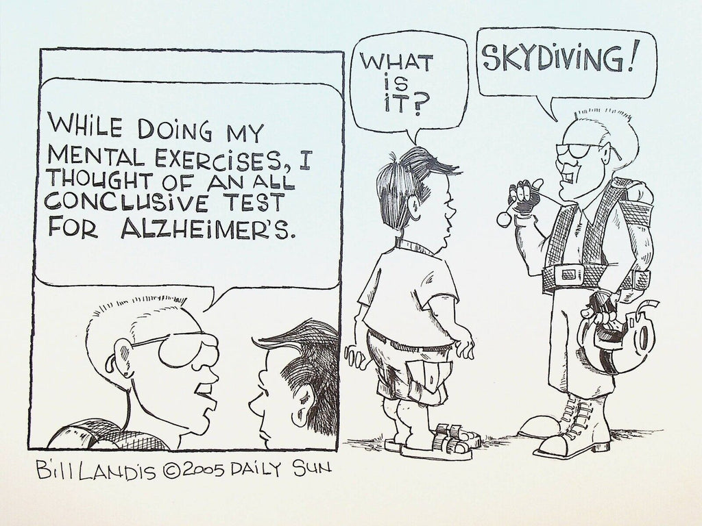 Bill Landis Original Cartoon Art The Villages Daily Sun 2005 Skydiving