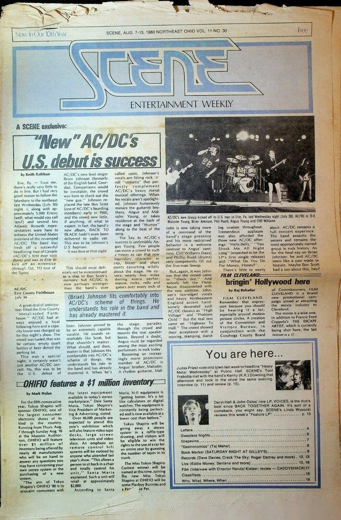 Cleveland Scene August 7 1980 AC/DC Judas Priest Hall & Oates