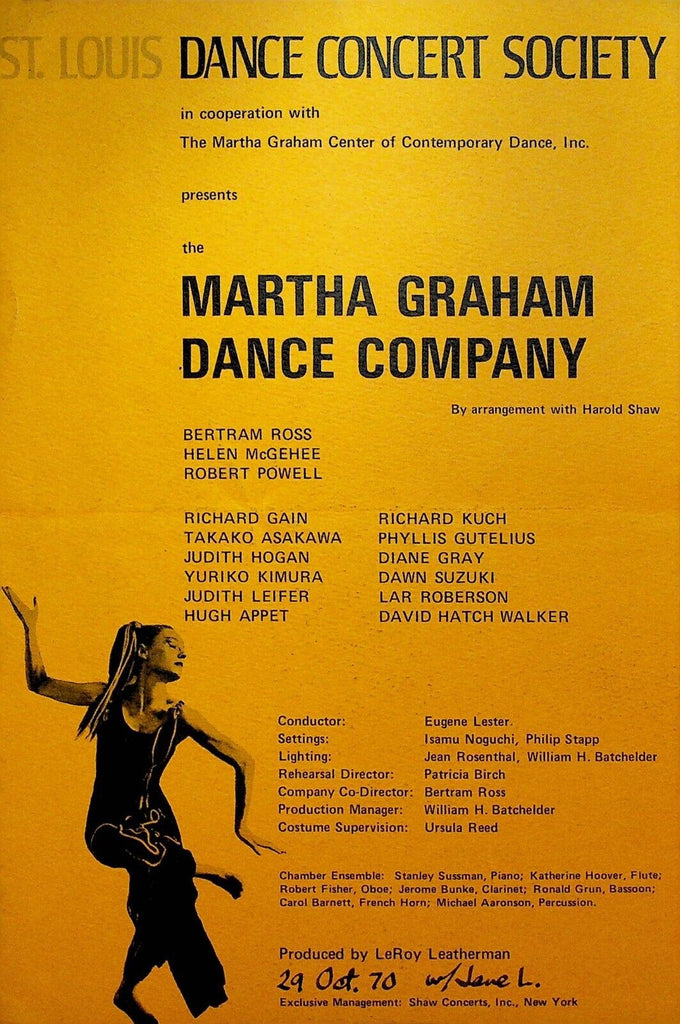 Martha Graham Dance Company Program October 29 1970 St Louis